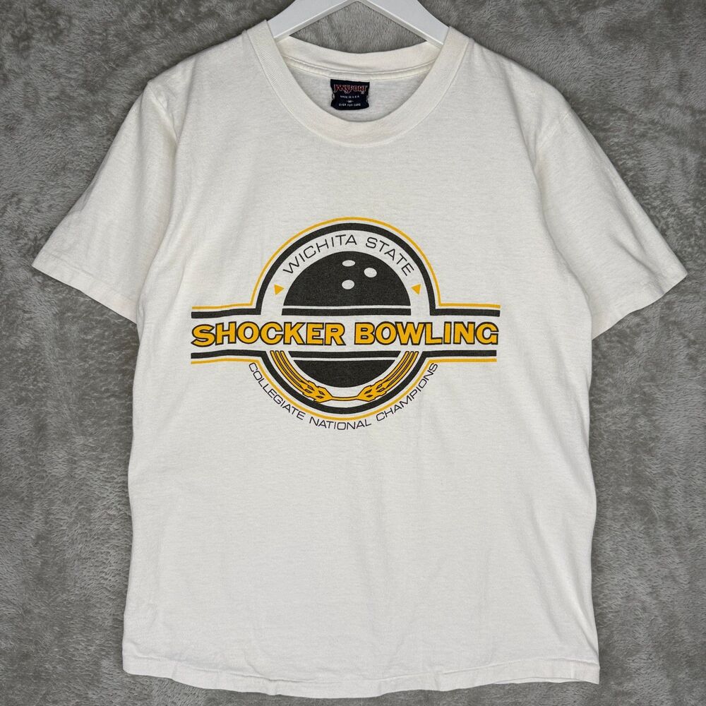 Vtg 90s Wichita State T-Shirt Mens Medium Shocker Bowling National Champions USA